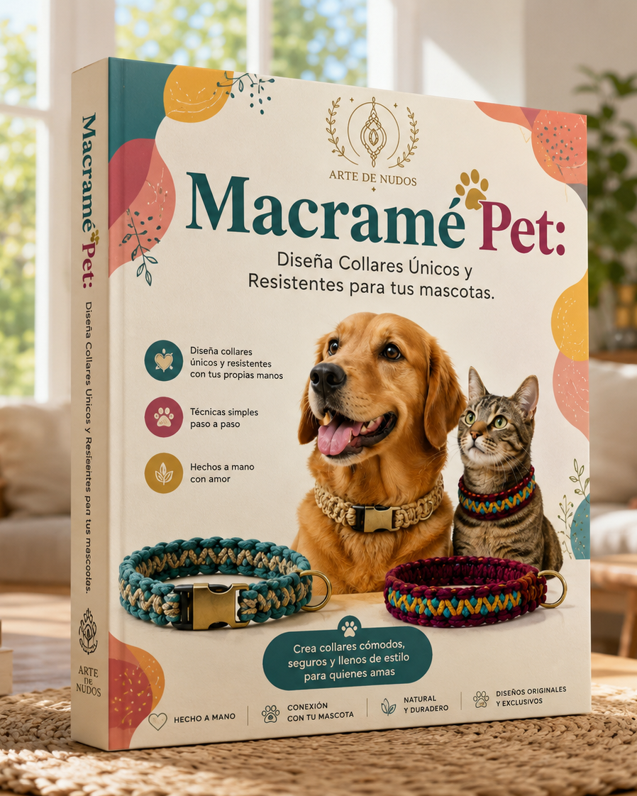 Macramé Pet - Convierte hilo en collares únicos que tu mascota va a amar, diseños resistentes, cómodos y hechos con tus propias manos, con técnicas simples que cualquiera puede aprender.