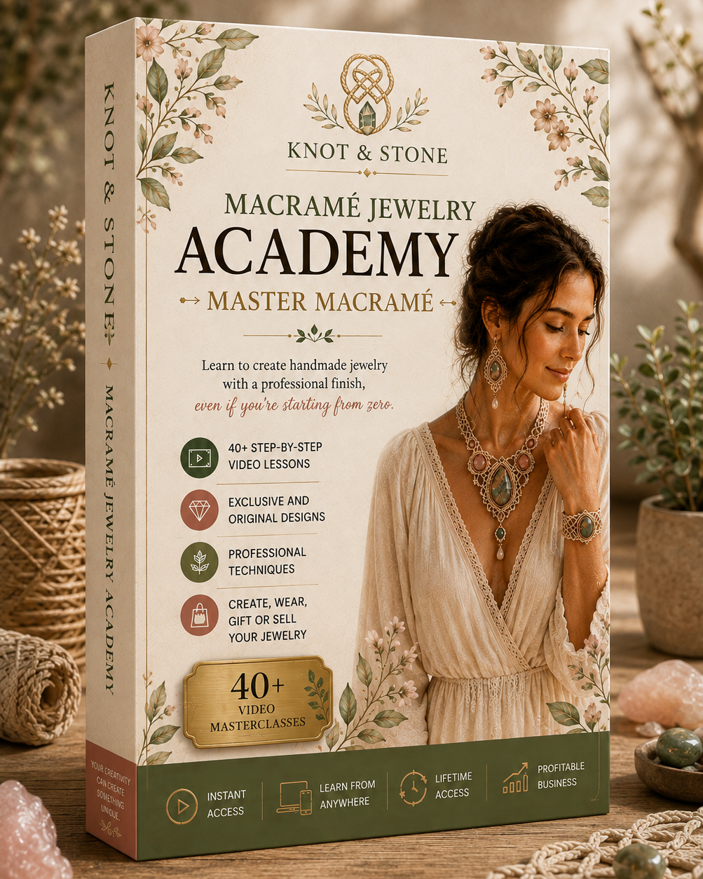 Macramé Jewelry Academy — Learn to create handcrafted jewelry with a professional finish + 4 bonus gifts 🎁
